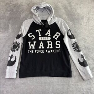 Star Wars The‎ Force Awakens Hoodie 2015 Logo Gray Black Pullover Men's Small